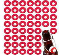 FMHXG 50PCS Silicone Gasket for Cap Swing Top Bottle Cap Pressure Retaining Vinegar Sealing Gaskets Red Color 0.98x0.98x0.28in For Wine And Beer Bottle Top Closures