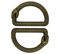 FMHXG D Rings for Bags 5x32x18mm Antique Brass Alloy Non Welded Dee Ring Buckle with Serpentine Pattern, Metal D Rings Loop for Belts Bags Lanyard Leathercraft DIY Craft,D-Ring, Bronze, 5x32x18mm