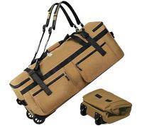 Fmiiour 110L Rolling Duffel Bag with Wheels,Foldable Durable Travel Duffle,4 Carrying Options (Single Shoulder, Double Shoulder, Hand-Carrying, Tug), Brown, Outdoor Sports Travel Sturdy Durable