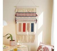 FMIYJUN Macrame Woven Tapestry Hanging Wall Art Decor 50x85 cm Boho Bohemian Printed Tapestries for Apartment Dorm Home Bedroom Decor