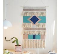 FMIYJUN Macrame Woven Tapestry Hanging Wall Art Decor 50x85 cm Boho Bohemian Printed Tapestries for Apartment Dorm Home Bedroom Decor