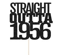 FmiyunEea Black Glitter Straight Outta 1966 Retro Cake Topper - 60th Birthday & Anniversary Party Decorations Hello 60s, Cheer to 60 Years old (SO-1956)
