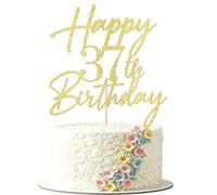 FmiyunEea Gold Glitter Happy 37th Birthday Cake Topper