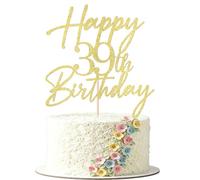 FmiyunEea Gold Glitter Happy 39th Birthday Cake Topper