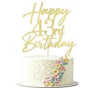 FmiyunEea Gold Glitter Happy 43rd Birthday Cake Topper