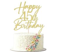 FmiyunEea Gold Glitter Happy 45th Birthday Cake Topper