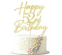 FmiyunEea Gold Glitter Happy 52nd Birthday Cake Topper