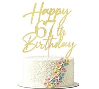 FmiyunEea Gold Glitter Happy 67th Birthday Cake Topper