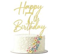 FmiyunEea Gold Glitter Happy 7th Birthday Cake Topper
