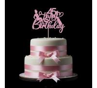 FmiyunEea Pink Glitter Happy 45th Birthday Cake Topper-Crown Queen Cosmetic theme Lady for 45 Birthday/Anniversary Party Cake Decorations Supplies(45th)