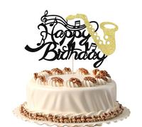 FmiyunEea Saxophone Happy Birthday Cake Topper, Glitter Saxophone Musical Notes, Music Lovers Band Themed Party Supplies(saxophone)