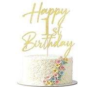 FmiyunEeaGold Glitter Happy 1st Birthday Cake Topper