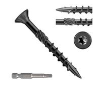 Fmjdnls Deck Screws 1-1/2 Inch, Wood Screws #8×1-1/2, 300 Pcs, Black Rust Resistant Epoxy Coated, Outdoor Decking Screws, Torx/Star Drive Head Exterior Deck Screw, T25 Star Bit Included