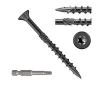 Fmjdnls Deck Screws 2 Inch, Wood Screws #8×2, 200 Pcs, Black Rust Resistant Epoxy Coated, Outdoor Decking Screws, Torx/Star Drive Head Exterior Deck Screw, T25 Star Bit Included