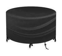 FMJTXD Garden Furniture Covers Round, Waterproof Outdoor Rattan Garden Furniture Covers, Tear-Resistant Anti-UV Round Garden Table Cover, Windproof,Ø80x70cm,Black