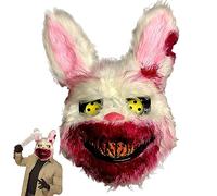 FMKLDENA Halloween Bunny Masks, Bloody Rabbit Mask, Scary Halloween Rabbit Mask, for Halloween Costume, Carnival Party, Cosplay, Masquerade