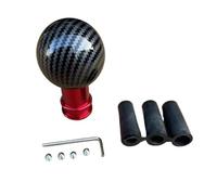 Fmofireo Universal Car Gear Shift Knob Shifter Lever Round Ball Shape Water Transfer Printing Carbon Fiber 3 Pcs Adaptor M12 M10 M8 Car Gear Knob Shifter(Red)