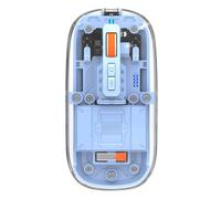 FMOUSE Modern Transparent Slim Wireless Mouse - Magnetic Shell Design, 3-Mode (Dual Bluetooth + USB), DPI Switch & One-Touch Desktop, for MacBook/pc/iPad/Laptop (Blue)