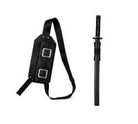 FMP 888 Medieval Sword Back Holder with 30" High Density Foam Sword Set | Complete cosplay set featuring a 30-inch high-density foam sword and an adjustable black faux leather shoulder harness.