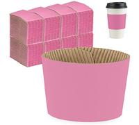 FMP Brands [200 Pack] Pink Coffee Cup Sleeves - Pink Disposable Corrugated Cardboard Paper Jacket, Holds Hot and Cold Drinks, Espresso Coffee Milk Tea Beverage Insulator and Hand Protection