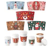 FMP Brands 50 Pack Christmas Paper Coffee Cup Sleeves, Disposable Holiday Coffee Sleeves fit 12oz, 16oz, 20oz, 24oz Disposable Coffee Cups, Hand Protection for Hot and Cold Drinks