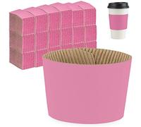 FMP Brands [500 Pack] Pink Coffee Cup Sleeves - Pink Disposable Corrugated Cardboard Paper Jacket, Holds Hot and Cold Drinks, Espresso Coffee Milk Tea Beverage Insulator and Hand Protection