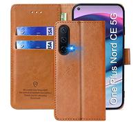 FMPCUON Case For OnePlus Nord CE 5G,High-grade Leather Flip Wallet Phone Case Cover for OnePlus Nord CE 5G[Card Slots] [Kickstand] [Magnetic Closure]-(Brown)