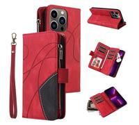 FMPCUON Case for Oppo Reno7/Find X5 Lite, Large Capacity Leather Wallet Case 9 Card Holder & 1 Zipper Pocket Kickstand Wrist Strap Magnetic Protective Cover for Oppo Reno7/Find X5 Lite - Red