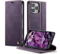 FMPCUON CaseMe For iPhone 16 Pro Max Case Wallet with RFID Blocking 3 Card Slots,PU Faux Leather Book Folio Flip Magnetic Shockproof Kickstand Case,Purple
