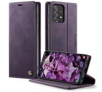 FMPCUON CaseMe For Samsung Galaxy A52/A52S 5G Case Wallet with RFID Blocking 3 Card Slots,PU Faux Leather Book Folio Flip Magnetic Shockproof Kickstand Case,Purple