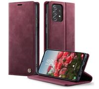 FMPCUON CaseMe For Samsung Galaxy A52/A52S 5G Case Wallet with RFID Blocking 3 Card Slots,PU Faux Leather Book Folio Flip Magnetic Shockproof Kickstand Case,Wine Red