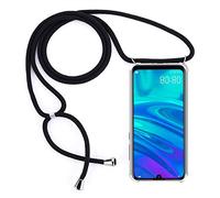 FMPCUON Phone Lanyard Case Compatible with Huawei P Smart 2019, Transparent Protective Ultra-Slim Crystal TPU Cover Smartphone Necklace [Free Tempered Glass] Neck Cord Strap Crossbody Bumper