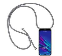 FMPCUON Phone Lanyard Case Compatible with Huawei Y6 2019, Transparent Protective Ultra-Slim Crystal TPU Cover Smartphone Necklace [Free Tempered Glass] Neck Cord Strap Crossbody Bumper