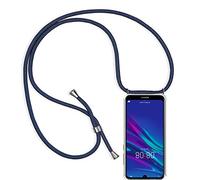 FMPCUON Phone Lanyard Case Compatible with Huawei Y6 2019, Transparent Protective Ultra-Slim Crystal TPU Cover Smartphone Necklace [Free Tempered Glass] Neck Cord Strap Crossbody Bumper