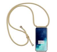 FMPCUON Phone Lanyard Case Compatible with OnePlus 7 Pro, Transparent Protective Ultra-Slim Crystal TPU Cover Smartphone Necklace [Free Tempered Glass] Neck Cord Strap Crossbody Bumper