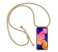 FMPCUON Phone Lanyard Case Compatible with Samsung Galaxy A10, Transparent Protective Ultra-Slim Crystal TPU Cover Smartphone Necklace [Free Tempered Glass] Neck Cord Strap Crossbody Bumper