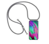 FMPCUON Phone Lanyard Case Compatible with Samsung Galaxy A40, Transparent Protective Ultra-Slim Crystal TPU Cover Smartphone Necklace [Free Tempered Glass] Neck Cord Strap Crossbody Bumper