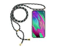 FMPCUON Phone Lanyard Case Compatible with Samsung Galaxy A70, Transparent Protective Ultra-Slim Crystal TPU Cover Smartphone Necklace [Free Tempered Glass] Neck Cord Strap Crossbody Bumper
