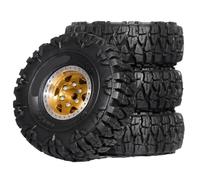 FMS FCX24M SCX24 Compatible 4 Pieces 60mm Metal Beadlock Wheel Set With Rubber Tires Compatible with 1 24 Scale RC Crawler Upgrade Parts
