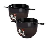 fMSDD Ceramic Ramen Bowl Set, 16oz Japanese Bowls Set of 2 with Chopsticks, for Asian Pho Soup Thai Miso Udon Wonton Noodle or Rice, for Home Restaurant Birthday or Housewarming Gift, Microwave Safe
