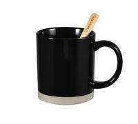fMSDD Handmade Ceramic Coffee Mug, Rustic Large Mugs Tea Cup, Black with Toasted Sandy Bottom