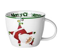 fMSDD Merry Christmas Coffee Mug Huge Novelty Cup Funny Ceramic Soup Bowl with Handle, 30 oz Wide, Multi-Purpose, Santa Mug for Co-Workers, Friends, Holiday Decor, White Green Letters