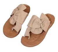 FmShi large size Women's summer fashion beach shoes - thick-soled with straps, casual soft-soled flip-flops, Khaki, 9 UK