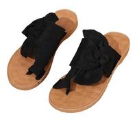 FmShi large size Women's summer fashion beach shoes - thick-soled with straps, casual soft-soled flip-flops, Black, 4.5 UK