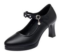 FmShi Women's Closed-Toe Modern Style high-Heeled Shoes, Suitable for Office Commuting, Work, Ladies' Parties, and Weddings., Black-6.5cm, 3 UK