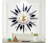 FMTAD Large Metal DecorativeSilent Non-Ticking Modern Big Wall Clocks for Living Room Dining Room Bedroom Decor, Dia 24 Inch Blue Black White
