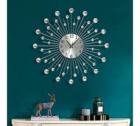 FMTAD Large Wall Clock for Living Room Decor Non-Ticking Quiet Metal Quartz Clocks Modern Dial Bling Big Crystal Wall Clocks for Home Kitchen Bedroom Indoor Decorative