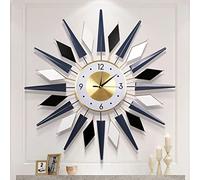 FMTAD Large Wall Clock Metal Decorative Wall Clocks Silent Non-Ticking Modern Big Clocks for Living Room Dining Room Bedroom Decor, Dia 28 Inch Blue Black White