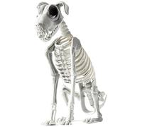 FmtwPhn 44 x 31 cm Halloween Skeleton Sitting Dog, Dog Skeleton Decoration, Skull Puppy Halloween Decor, Scary Skeleton Animals with Sharp Teeth, Skeleton Dog Sitting