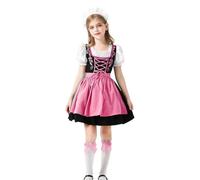 FmtwPhn Oktoberfest Dress Bavarian German Short Sleeve Maid Outfits | 4-Piece Halloween Kids Party Dress for Cosplayer Girls Easter Carnival School Play Wedding Birthday